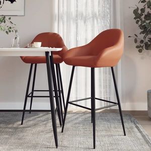 vidaXL Scaune de bar, 2 buc., maro deschis, piele ecologică imagine