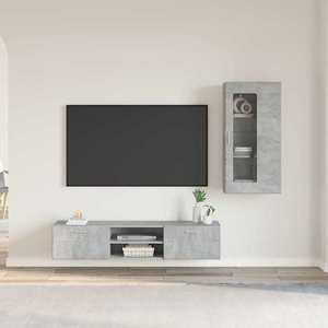 vidaXL Set comodă TV cu sertar cu raft Gri din beton Lemn compozit imagine
