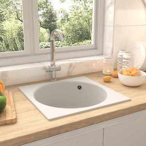 vidaXL Chiuvetă de bucătărie Alb 48 x 48 x 20.5 cm Granit imagine