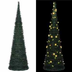 vidaXL Brad de Crăciun with LED String Lights Verde 150 x 150 cm PVC imagine