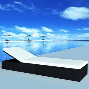 vidaXL Șezlong Negru poliratan imagine