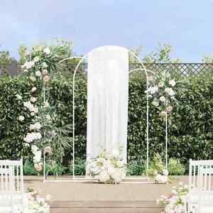vidaXL Arc de nuntă 3 pcs Alb Oțel imagine