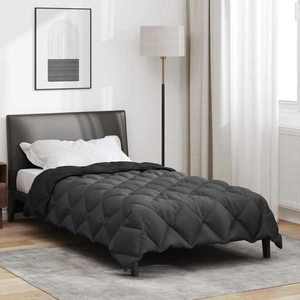 vidaXL Duvet de iarnă Negru și antracit 220 x 155 cm Microfibră imagine