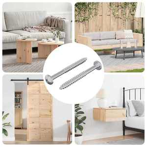 vidaXL Șurub din Lemn 2 pcs Argintiu 9, 8 x 53 mm Oțel imagine