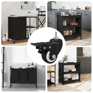 vidaXL Roți 12 pcs Negru M6 x 1.5 mm Fier și nylon imagine