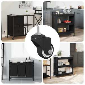 vidaXL Roată pivotantă 12 pcs Negru M6 mm Fier și nylon imagine