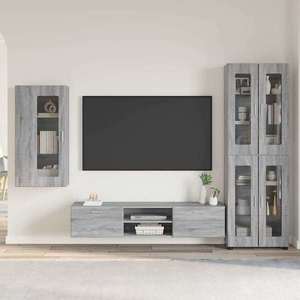 vidaXL Set comodă TV cu sertar cu raft cu ușă Gri Sonoma Lemn compozit imagine