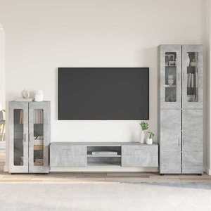 vidaXL Set comodă TV cu sertar cu raft Gri din beton Lemn compozit imagine