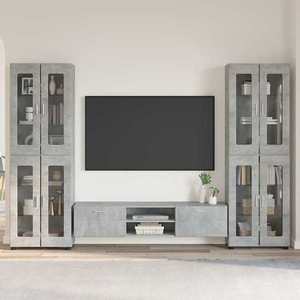 vidaXL Set comodă TV cu sertar cu raft Gri din beton Lemn compozit imagine