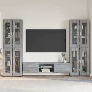 vidaXL Set comodă TV cu sertar cu raft cu ușă Gri Sonoma Lemn compozit imagine
