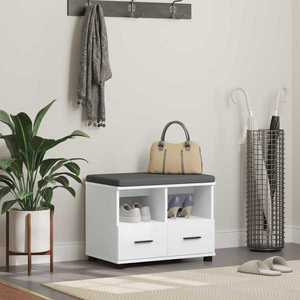 vidaXL Bancă pentru hol cu pernă cu sertar Alb 60 x 38 x 46 cm imagine