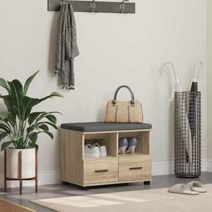 vidaXL Bancă pentru hol cu pernă Stejar Sonoma 60 x 38 x 46 cm imagine