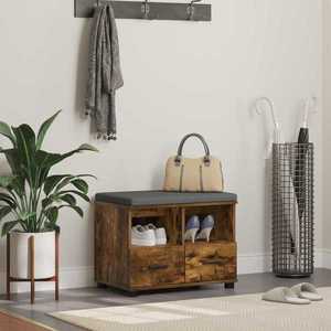 vidaXL Bancă pentru hol cu pernă Stejar fumuriu 60 x 38 x 46 cm imagine