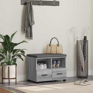 vidaXL Bancă pentru hol cu pernă cu sertar Gri Sonoma 60 x 38 x 46 cm imagine
