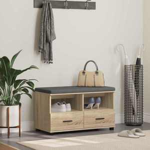 vidaXL Bancă pentru hol cu pernă Stejar Sonoma 80 x 38 x 46 cm imagine