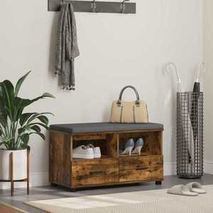 vidaXL Bancă pentru hol cu pernă Stejar fumuriu 80 x 38 x 46 cm imagine