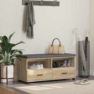 vidaXL Bancă pentru hol cu pernă Stejar Sonoma 100 x 38 x 46 cm imagine
