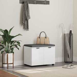 vidaXL Bancă pentru hol cu pernă cu depozitare Alb 60 x 38 x 46 cm imagine