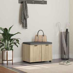 vidaXL Bancă pentru hol cu pernă cu ușă Stejar Sonoma 60 x 38 x 46 cm imagine