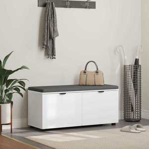 vidaXL Bancă pentru hol cu pernă cu depozitare Alb 100 x 38 x 46 cm imagine