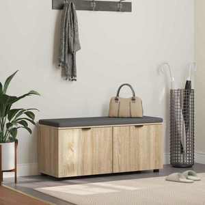 vidaXL Bancă pentru hol cu pernă cu ușă Stejar Sonoma 100 x 38 x 46 cm imagine