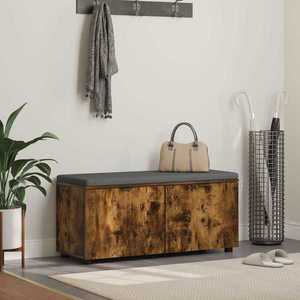 vidaXL Bancă pentru hol cu pernă Stejar fumuriu 100 x 38 x 46 cm imagine