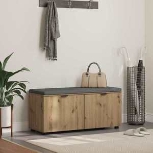 vidaXL Bancă pentru hol cu pernă Stejar Artizanal 100 x 38 x 46 cm imagine