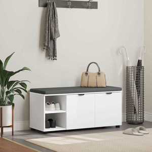 vidaXL Bancă pentru hol cu pernă Simplu Alb 100 x 38 x 46 cm imagine