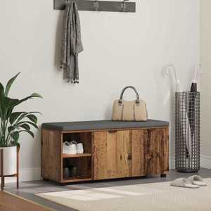 vidaXL Bancă pentru hol cu pernă Simplu Lemn vechi 100 x 38 x 46 cm imagine