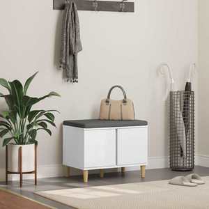 vidaXL Bancă pentru hol cu pernă cu depozitare Alb 60 x 38 x 46 cm imagine