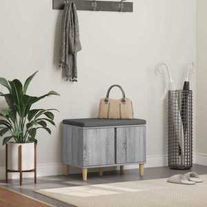 vidaXL Bancă pentru hol cu pernă cu ușă Gri Sonoma 60 x 38 x 46 cm imagine