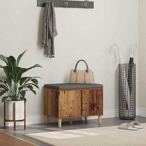 vidaXL Bancă pentru hol cu pernă cu ușă Lemn vechi 60 x 38 x 46 cm imagine