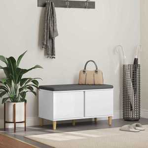 vidaXL Bancă pentru hol cu pernă cu depozitare Alb 60 x 38 x 46 cm imagine