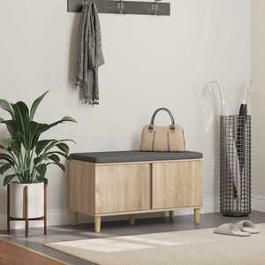 vidaXL Bancă pentru hol cu pernă cu ușă Stejar Sonoma 60 x 38 x 46 cm imagine