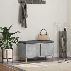vidaXL Bancă pentru hol cu pernă cu ușă Gri din beton 60 x 38 x 46 cm imagine