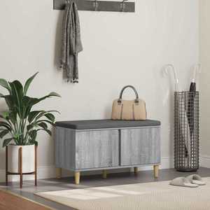 vidaXL Bancă pentru hol cu pernă cu ușă Gri Sonoma 60 x 38 x 46 cm imagine