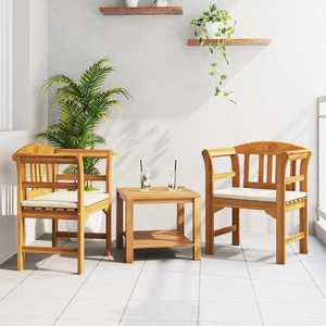 vidaXL bancă cu pernă Finisaj cu ulei natural 68, 5 x 46 x 82, 5 cm imagine