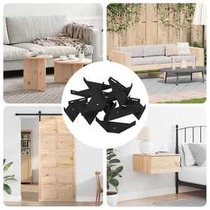 vidaXL Bracket de Colț 12 pcs Negru 138, 5 x 50, 5 x 16 mm Fier imagine