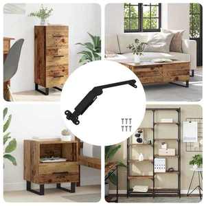 vidaXL Hingă cu suport pentru capac 12 pcs Negru 192 x 32 x 50 mm Oțel imagine