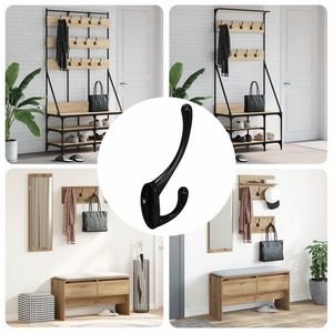 vidaXL Cârlig pentru haine 346 pcs Negru 102 x 29 x 47mm Aliaj de zinc imagine