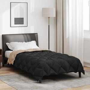 vidaXL Duvet de iarnă Negru și Taupe 220 x 135 cm Microfibră imagine