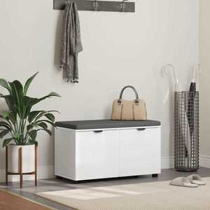 vidaXL Bancă pentru hol cu pernă cu depozitare Alb 80 x 38 x 46 cm imagine