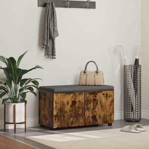 vidaXL Bancă pentru hol cu pernă cu ușă Stejar fumuriu 80 x 38 x 46 cm imagine
