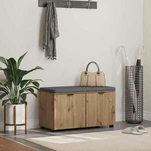 vidaXL Bancă pentru hol cu pernă Stejar Artizanal 80 x 38 x 46 cm imagine