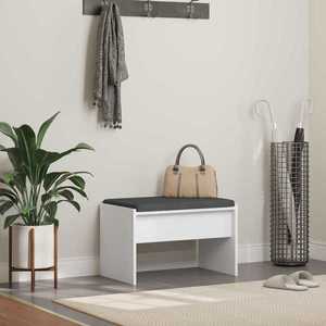 vidaXL Bancă pentru hol cu pernă Alb 60 x 38 x 46 cm imagine