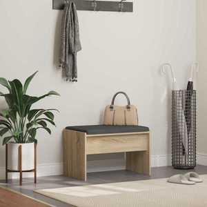 vidaXL Bancă pentru hol cu pernă Stejar Sonoma 60 x 38 x 46 cm imagine