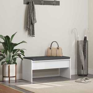 vidaXL Bancă pentru hol cu pernă Alb 80 x 38 x 46 cm imagine