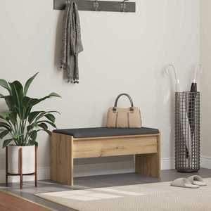 vidaXL Bancă pentru hol cu pernă Stejar Artizanal 80 x 38 x 46 cm imagine