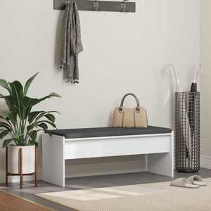 vidaXL Bancă pentru hol cu pernă Alb 100 x 38 x 46 cm imagine