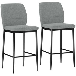 HOMCOM Set de 2 Scaune de Bar cu Spătar, 41x52x97 cm, Gri | Aosom Romania imagine